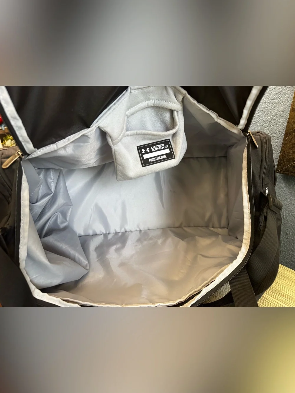 Under Armour Black Duffel with White Logo - Men's Travel Gym Bag